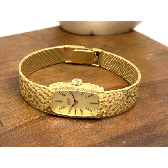 Longines Womens Watch 18k Yellow Gold Textured Vintage 1974 Swiss Hand Wind 15mm - Picture 10 of 16